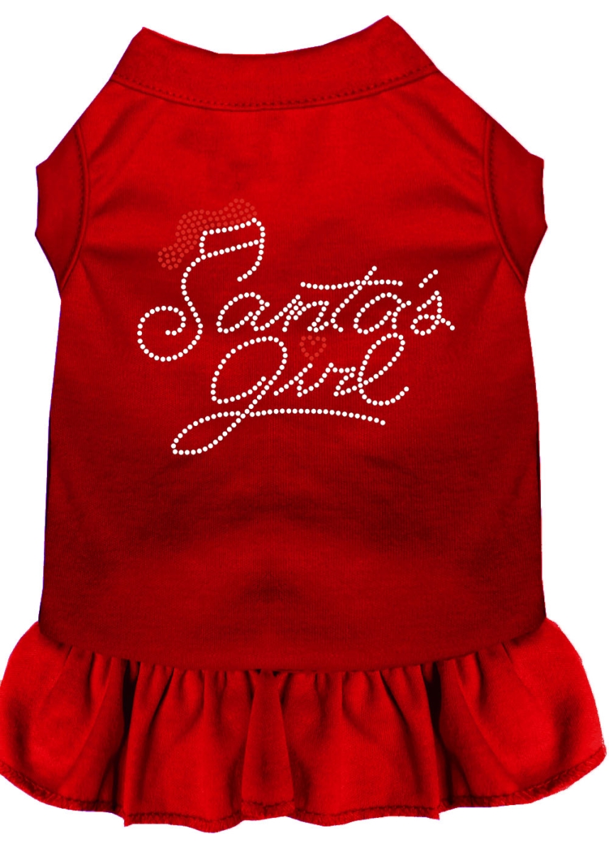 12 In. Santas Girl Rhinestone Dog Dress, Red - Medium