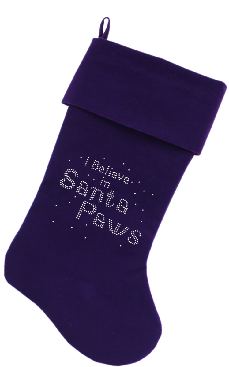 63-05 Pr 18 In. Santa Paws Rhinestone Velvet Christmas Stocking - Purple