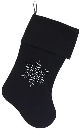18 In. Snowflake Rhinestone Velvet Christmas Stocking - Black