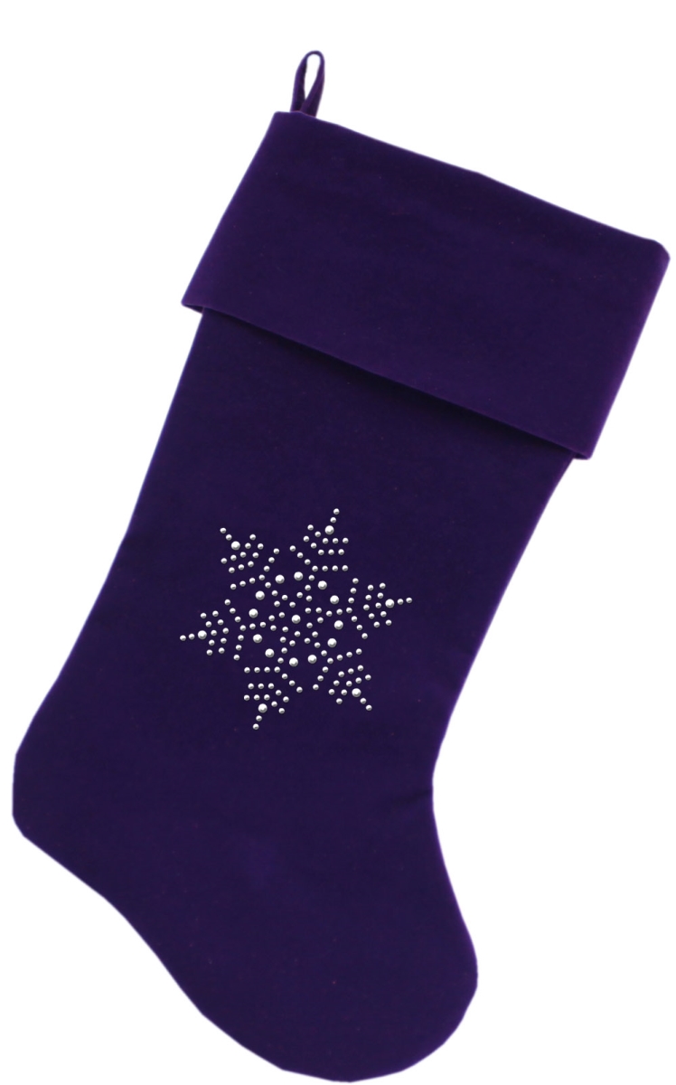 63-07 Pr 18 In. Snowflake Rhinestone Velvet Christmas Stocking - Purple