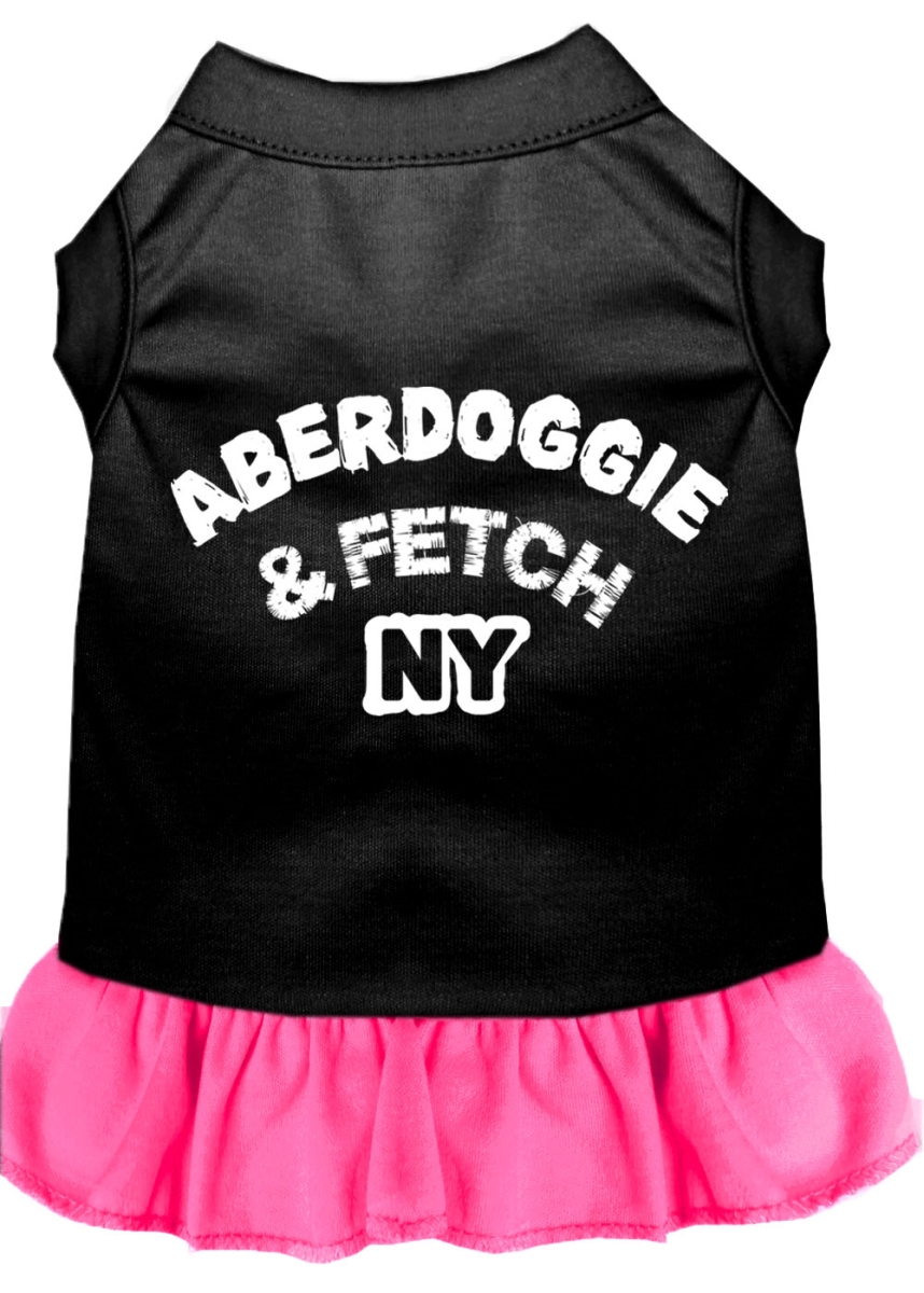 10 In. Aberdoggie Ny Screen Print Dress, Black & Bright Pink - Small