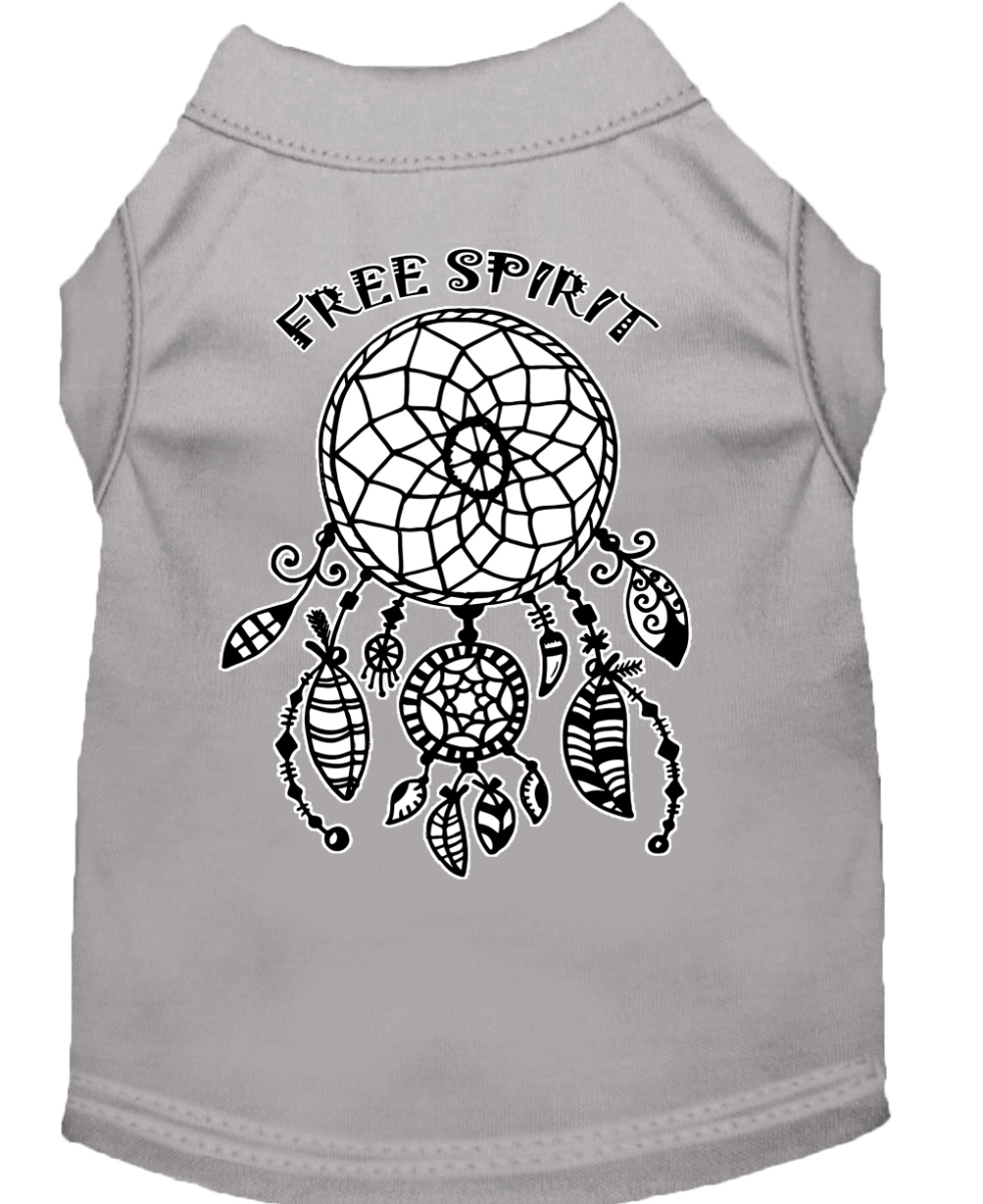 14 In. Free Spirit Screen Print Dog Shirt - Grey, Large