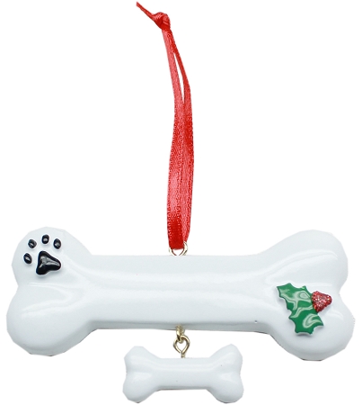 501-1 Hb Holly Bone Christmas Ornament
