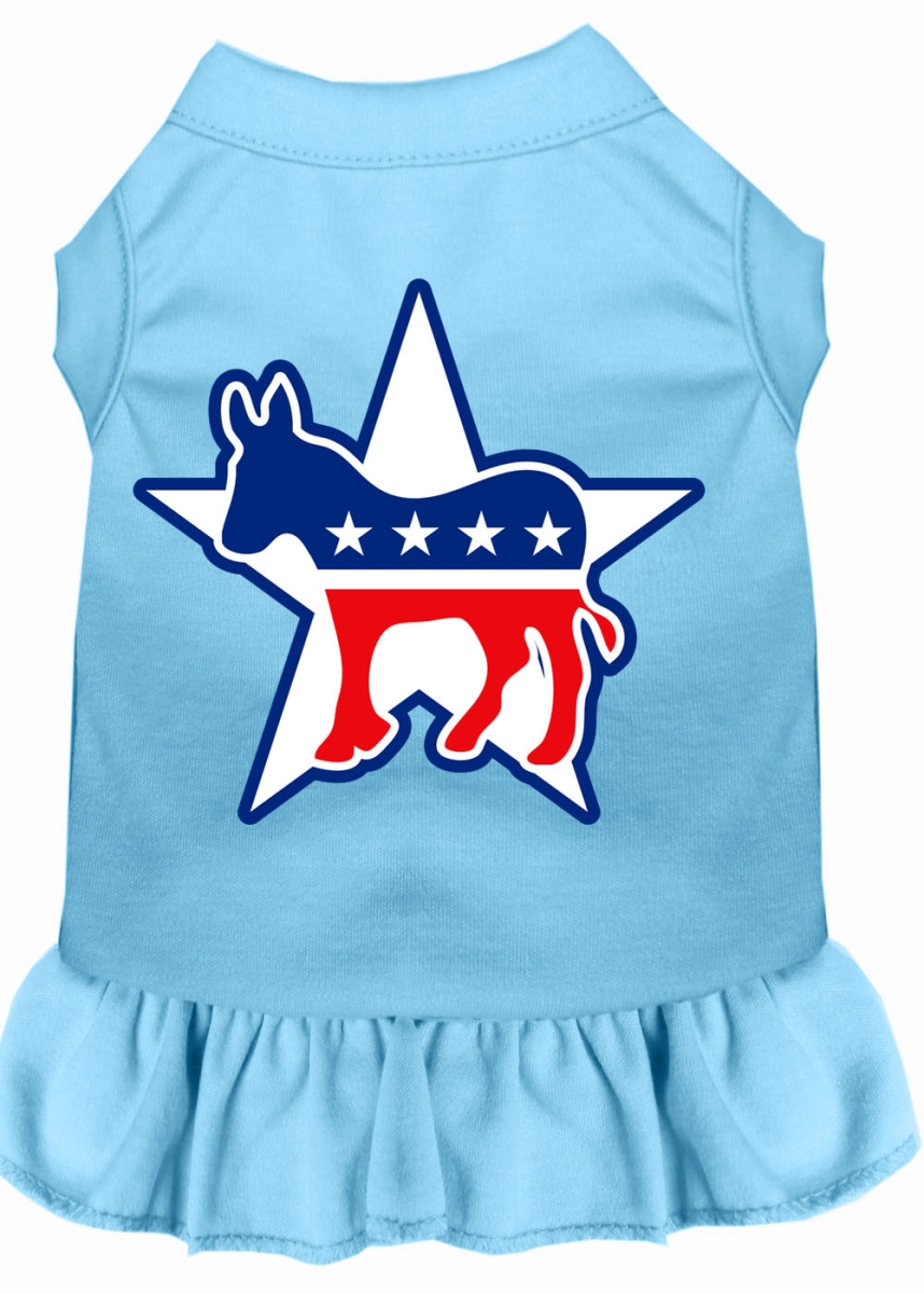 14 In. Democrat Screen Print Dress, Baby Blue - Large