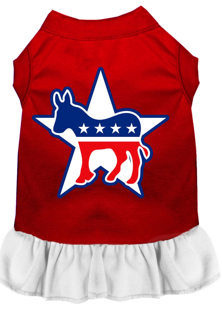 18 In. Democrat Screen Print Dress, Red With White - 2xl