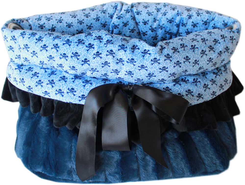 500-152 Bbl Baby Blue Skulls Reversible Snuggle Bugs Pet Bed, Bag & Car Seat, Baby Blue