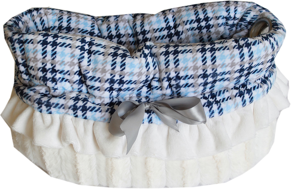 Blue Plaid Reversible Snuggle Bugs Pet Bed, Bag, & Car Seat