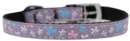 0.38 In. Butterfly Nylon Dog Collar With Classic Buckle, Lavender - Size 8