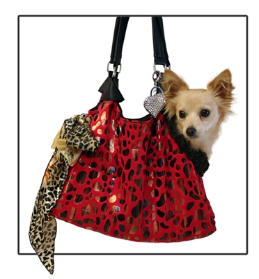 500-033 Red With Animal Foil Runaround Tote Pet Carrier