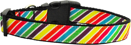 125-043 Ct Striped Rainbow Nylon Cat Collar