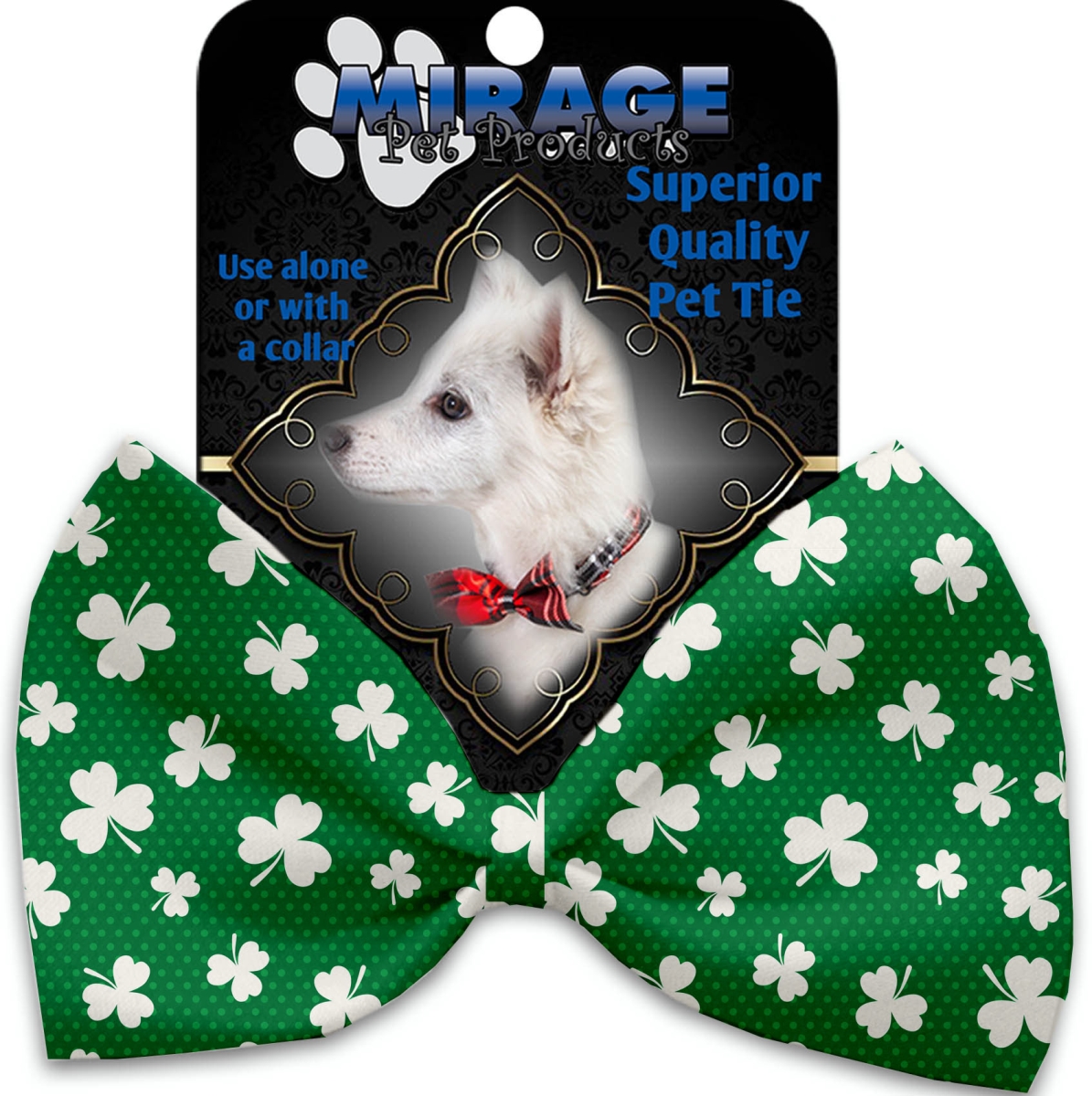 1123-vbt Shamrock Pet Bow Tie Collar Accessory With Cloth Hook & Eye