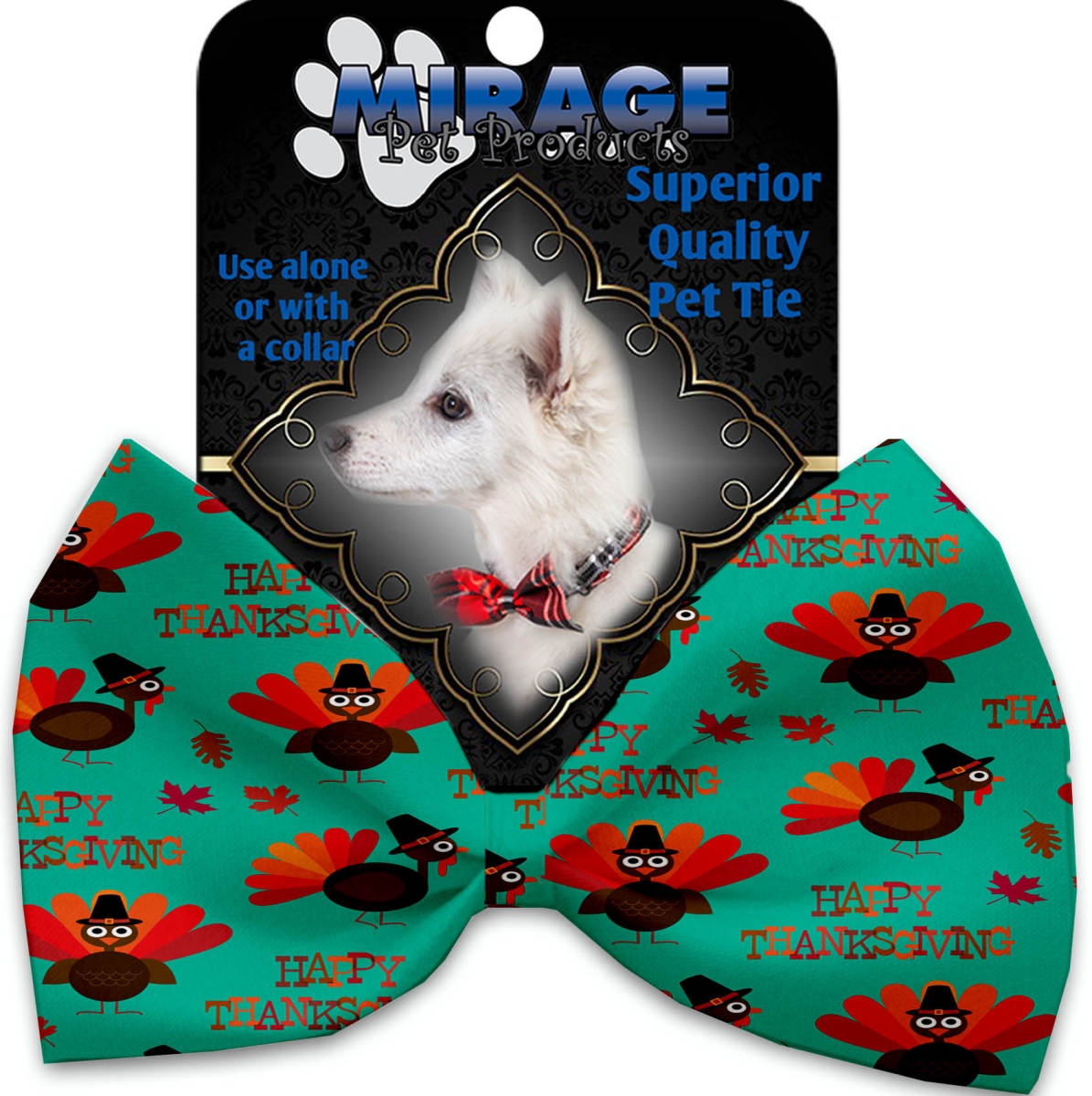 1345-vbt Happy Thanksgiving Pet Bow Tie Collar Accessory With Cloth Hook & Eye