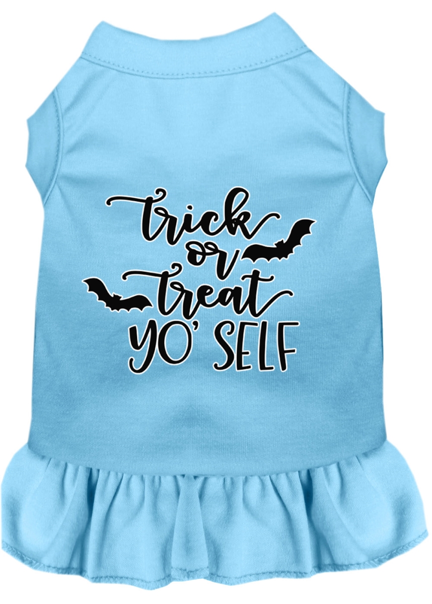 58-437 Bblxs Trick Or Treat Yo Self Screen Print Dog Dress, Baby Blue - Extra Small