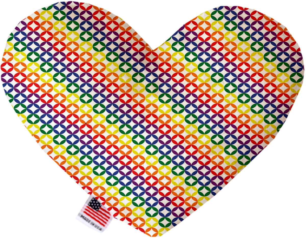 1112-sftyht6 Rainbow Bright Diamonds 6 In. Stuffing Free Heart Dog Toy