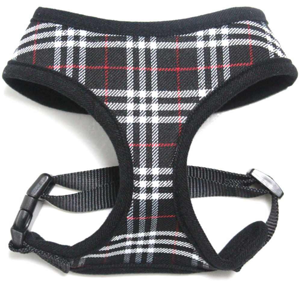 74-01 Lgbk Plaid Mesh Pet Harness, Black - Large