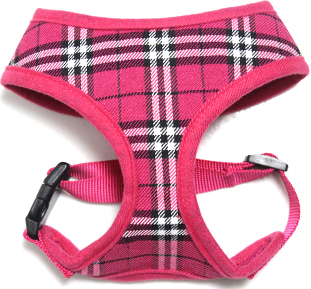 74-01 Mdbpk Plaid Mesh Pet Harness, Bright Pink - Medium