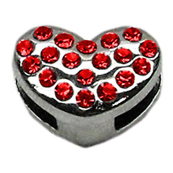 0.37 In. Slider Puffy Heart Charm, Red