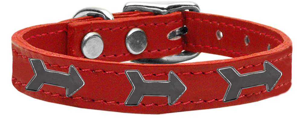 83-128 Rd10 Arrow Widget Genuine Leather Dog Collar, Red - Size 10