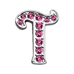 10-10 38t 0.37 In. Script Letter Sliding Charms T, Pink