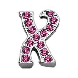 0.37 In. Script Letter Sliding Charms X, Pink
