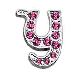 0.37 In. Script Letter Sliding Charms Y, Pink