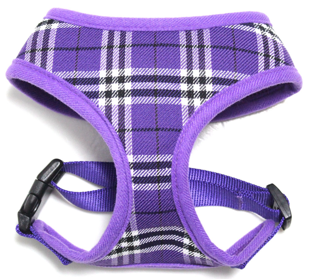 74-01 Lgpr Plaid Mesh Pet Harness, Purple - Large