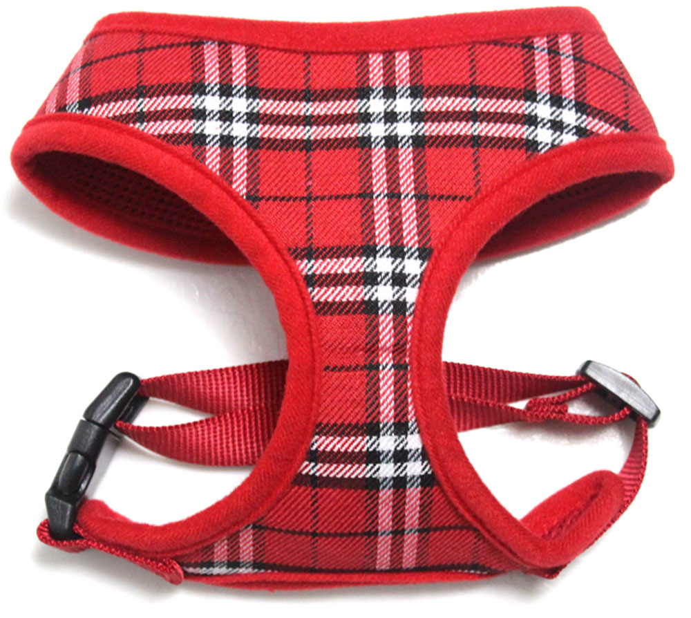 74-01 Lgrd Plaid Mesh Pet Harness, Red - Large