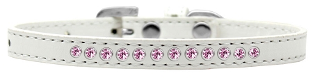 0.38 In. Light Pink Crystal Puppy Collar, White - Size 8