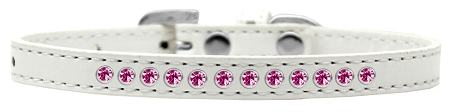 0.38 In. Bright Pink Crystal Puppy Collar, White - Size 14