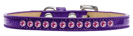 0.38 In. Bright Pink Crystal Puppy Ice Cream Collar, Purple - Size 12