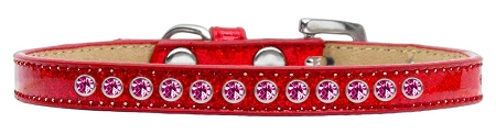 0.38 In. Bright Pink Crystal Puppy Ice Cream Collar, Red - Size 8