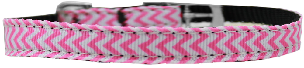 126-260 38pk16 0.38 In. Chevrons Nylon Dog Collar With Classic Buckle, Pink - Size 16