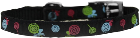 0.38 In. Lollipops Nylon Dog Collar With Classic Buckle, Black - Size 8