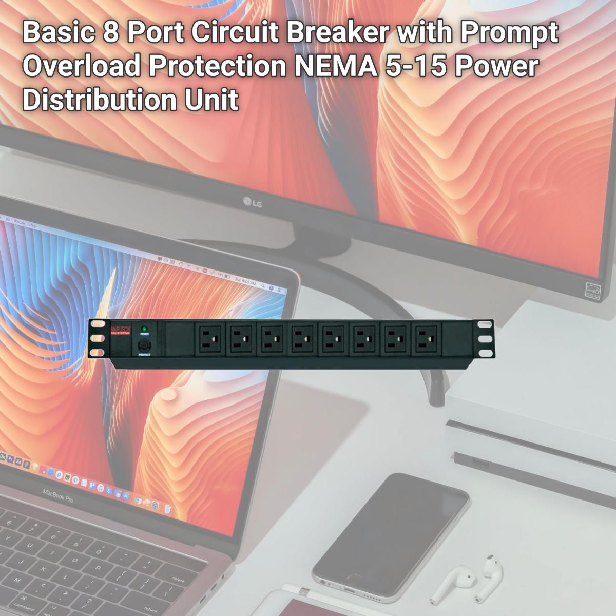 Picture of Maruson PDU-R1508 Basic 8 Port Circuit Breaker with Prompt Overload Protection NEMA 5-15 Power Distribution Unit