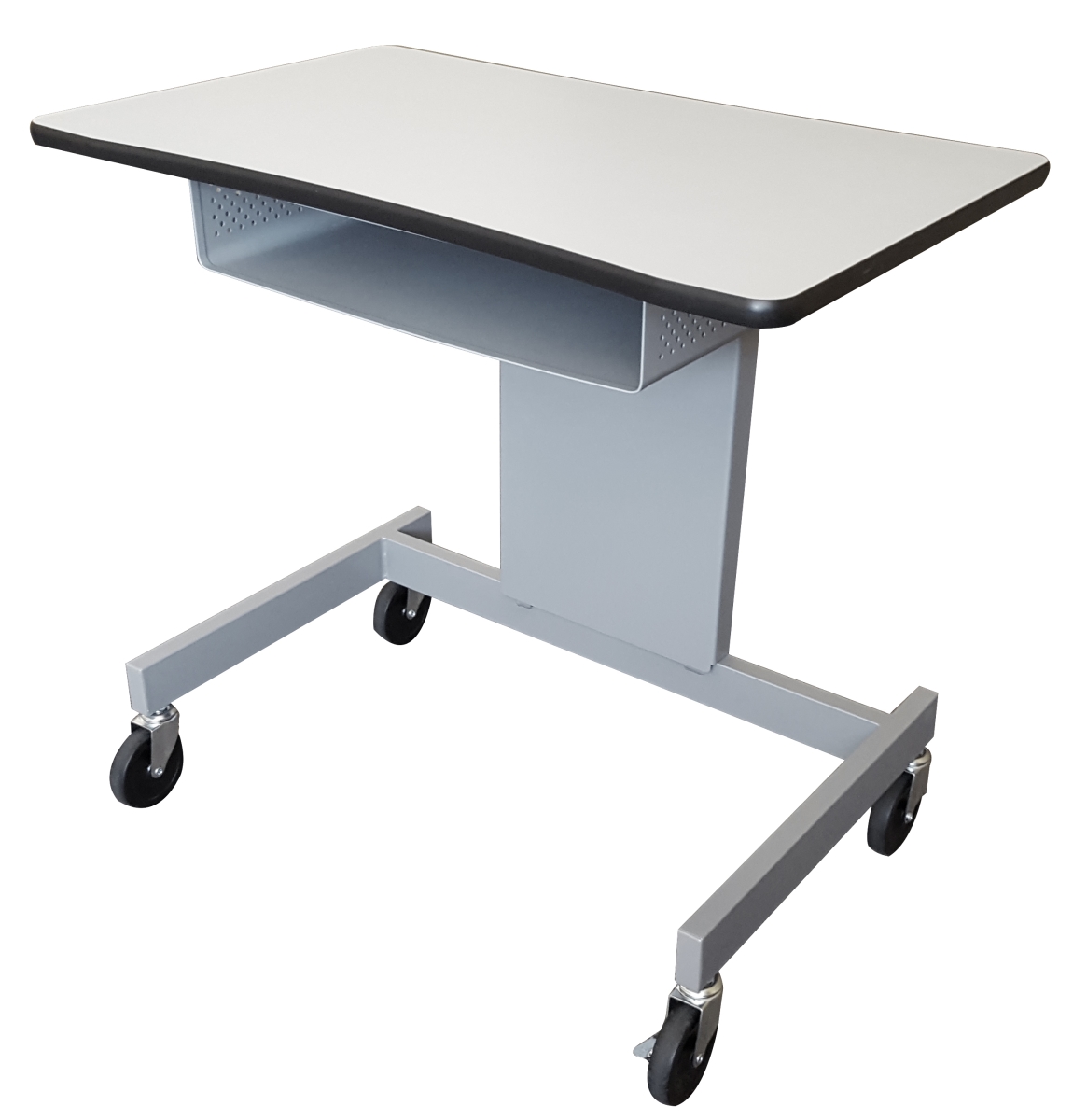 Amwd3220br-plst-c22 32 In. W Ergonomic Adjustable Height Mobile Workstation With Storage Tray, Gray & Silver