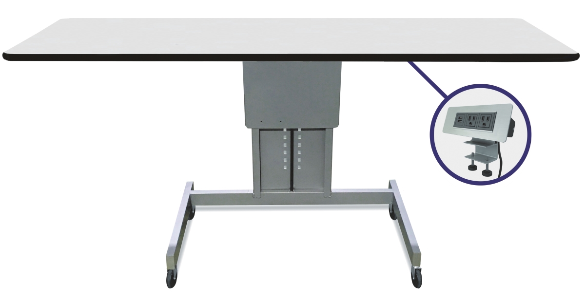 Amwd6024r-plst-c22 60 In. W Ergonomic Assembly Work Bench & Table, Gray & Silver