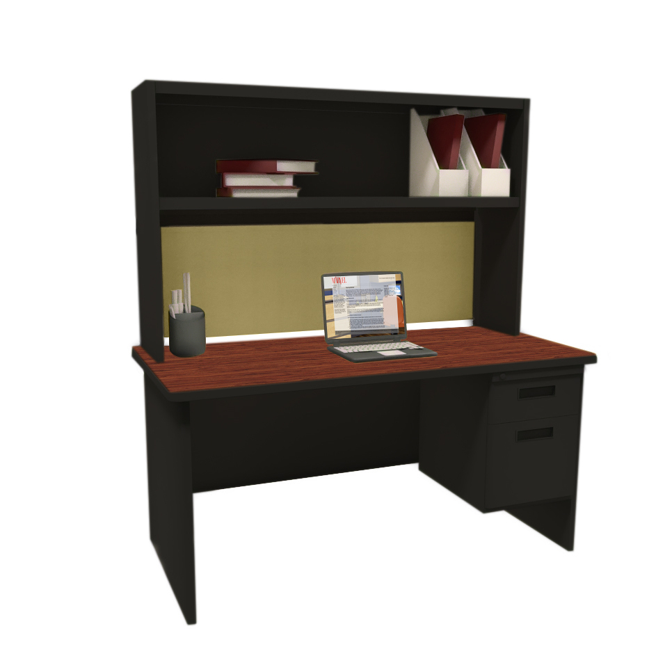 Prnt2bkmaf7106 72 In. Single File Desk With Storage Shelf, Black & Mahogany - Palmetto