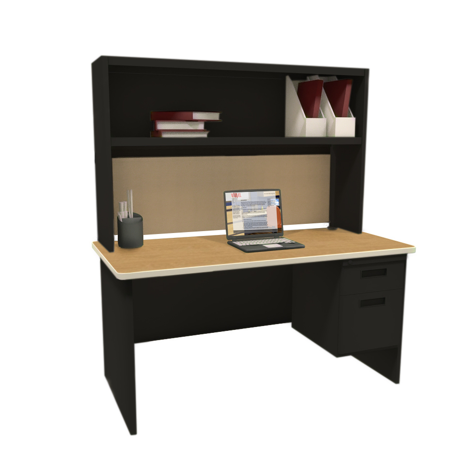 Prnt2bkokf7106 72 In. Single File Desk With Storage Shelf, Black & Oak - Palmetto