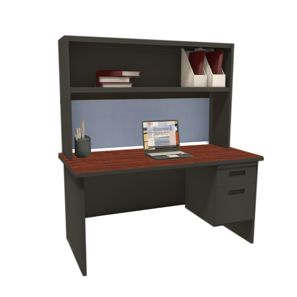 Prnt2bkokf1201 72 In. Single File Desk With Storage Shelf, Black & Oak - Windblown