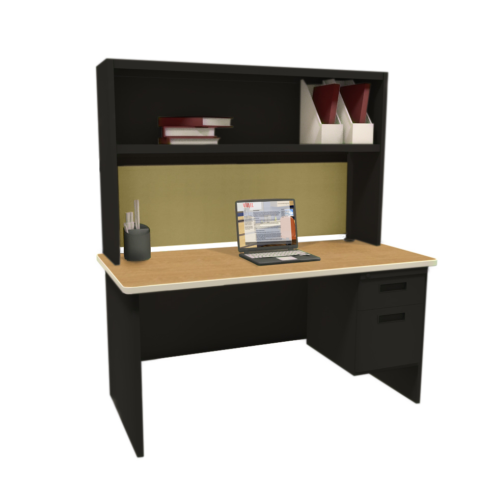 Prnt2bkmaf1203 72 In. Single File Desk With Storage Shelf, Black & Mahogany - Haze