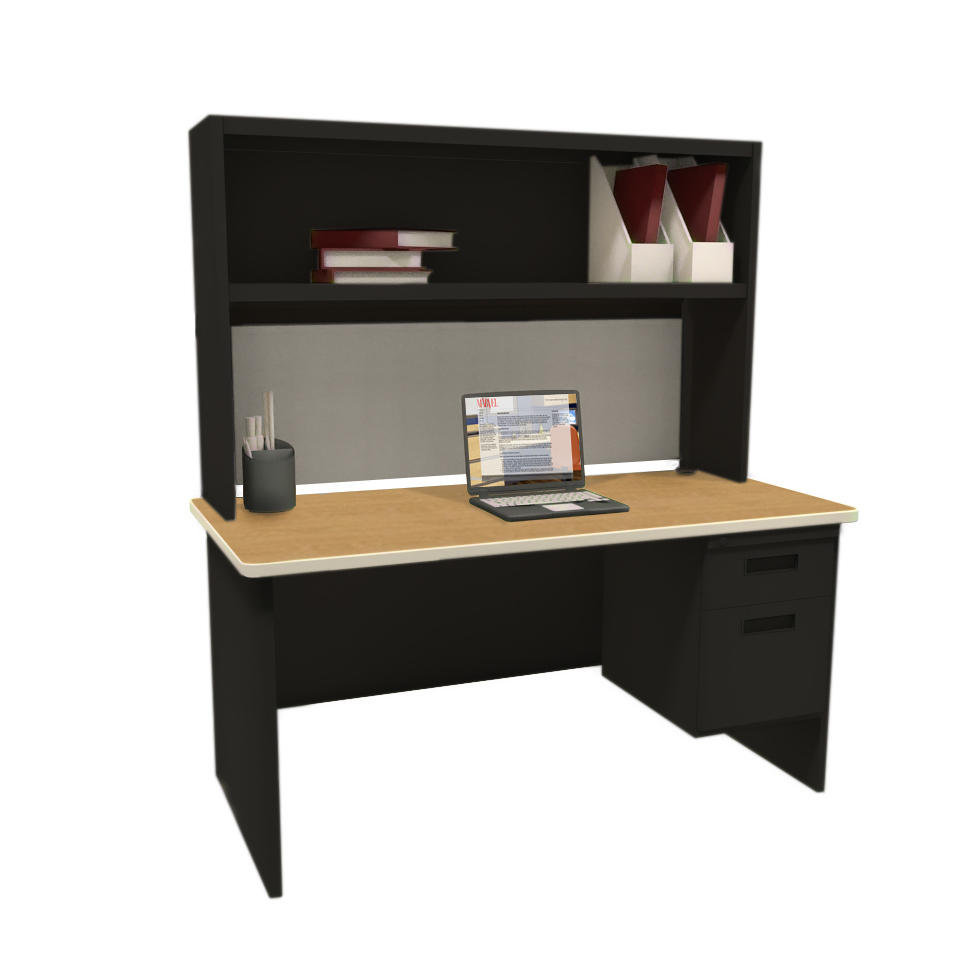 Prnt2bkmaf1214 72 In. Single File Desk With Storage Shelf, Black & Mahogany - Basin