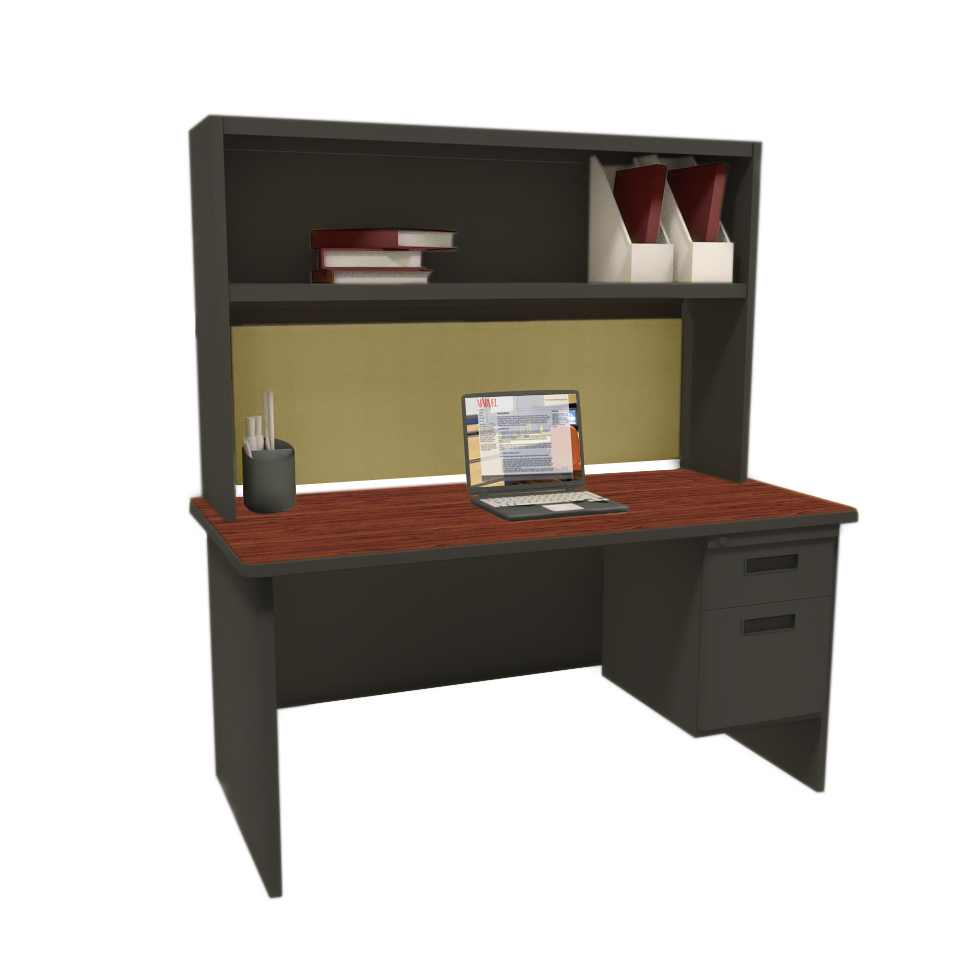 Prnt2dtmaf7106 72 In. Single File Desk With Storage Shelf, Dark Neutral & Palmetto