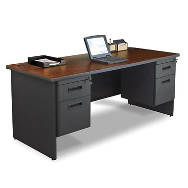 Prnt2dtmaf1214 72 In. Single File Desk With Storage Shelf, Dark Neutral & Basin