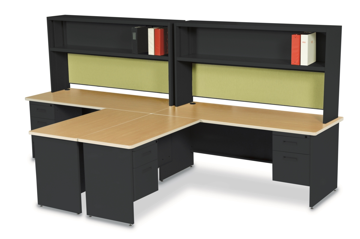 Prnt12bkmaf1203 72 In. Double File Desk With Flipper Door Cabinet, Black & Mahogany - Haze
