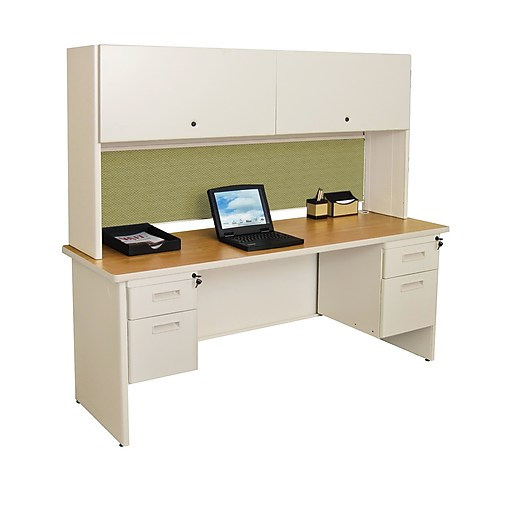 Prnt12dtmaf1203 72 In. Double File Desk With Flipper Door Cabinet, Dark Neutral & Haze