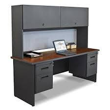 Prnt12dtmaf1214 72 In. Double File Desk With Flipper Door Cabinet, Dark Neutral & Basin