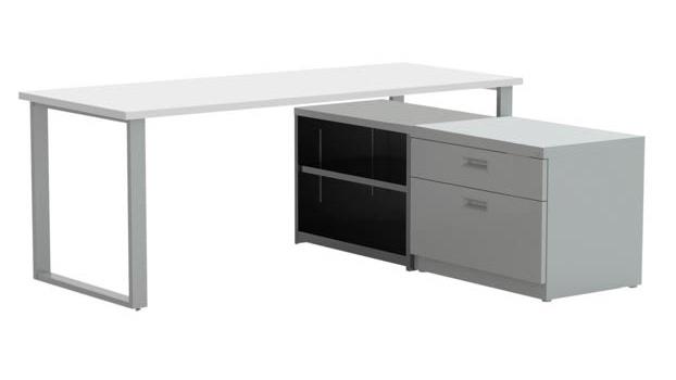 Arty003dwtt 72 X 30 In. Desk With Bookcase & Lateral Pedestal, Designer White Laminate & Silver Finish