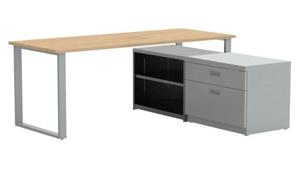 Arty003kmtt 72 X 30 In. Desk With Bookcase & Lateral Pedestal, Kensington Maple Laminate & Silver Finish