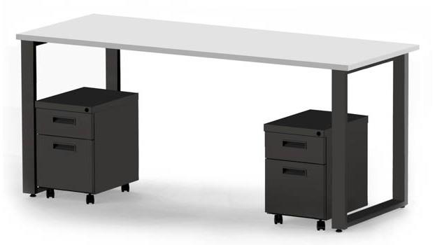 Arty007dwbk 72 X 24 In. Desk & 2 Mobile Pedestals, Designer White Laminate & Black Finish