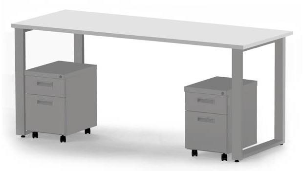 Arty007dwtt 72 X 24 In. Desk & 2 Mobile Pedestals, Designer White Laminate & Silver Finish